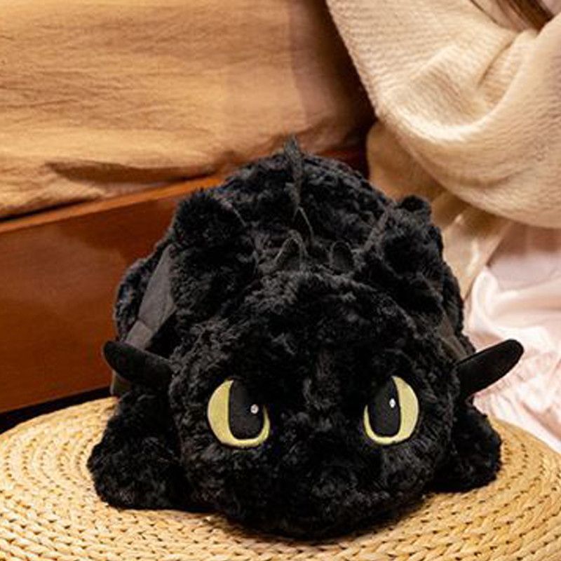 Fluffy Black Dragon Plushie