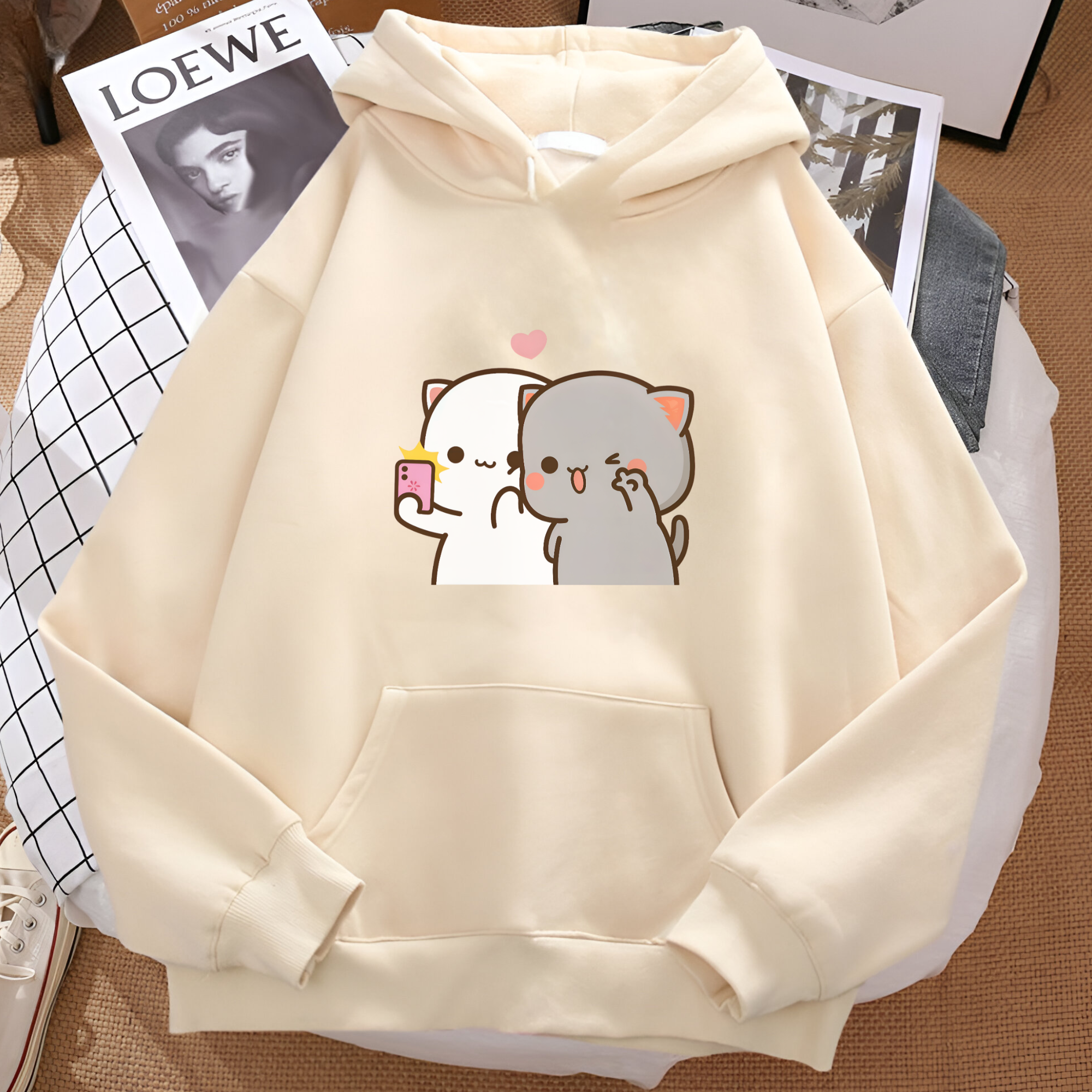 Peach Goma Hoodie Selfie