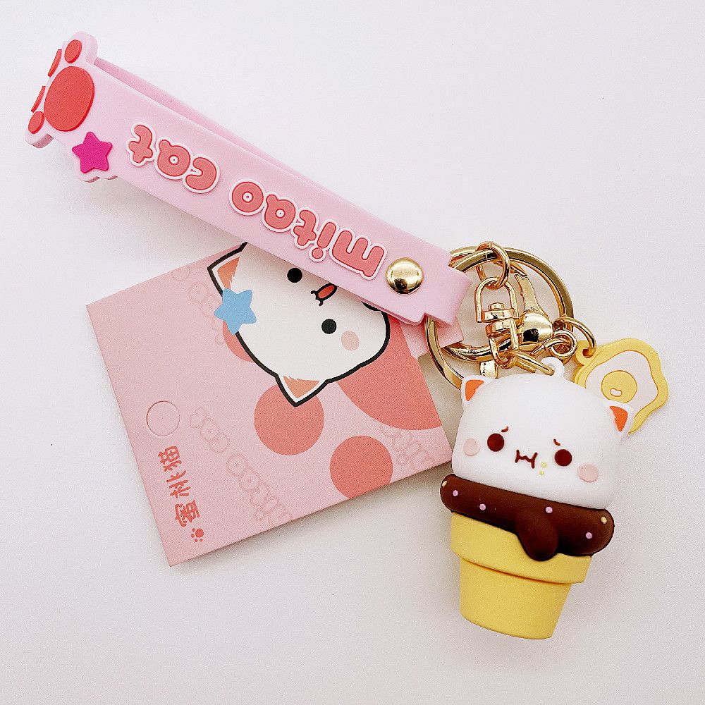 2Pcs Couple Peach Goma Keyrings